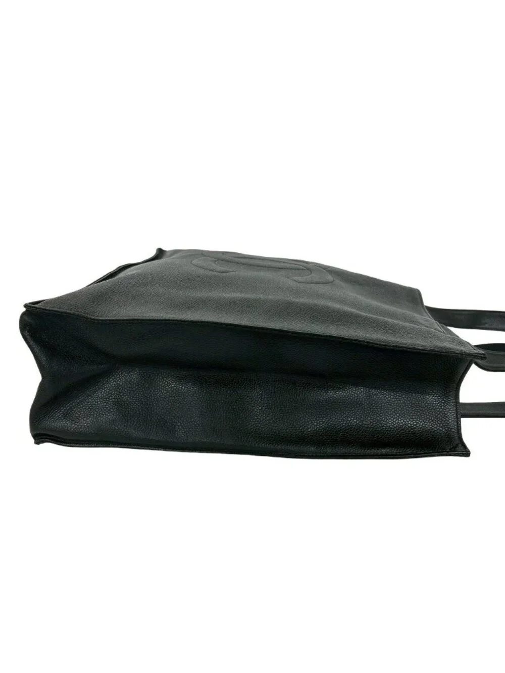 Chanel Card Jumbo CC Logo Caviar Leather Tote Shoulder Bag Black